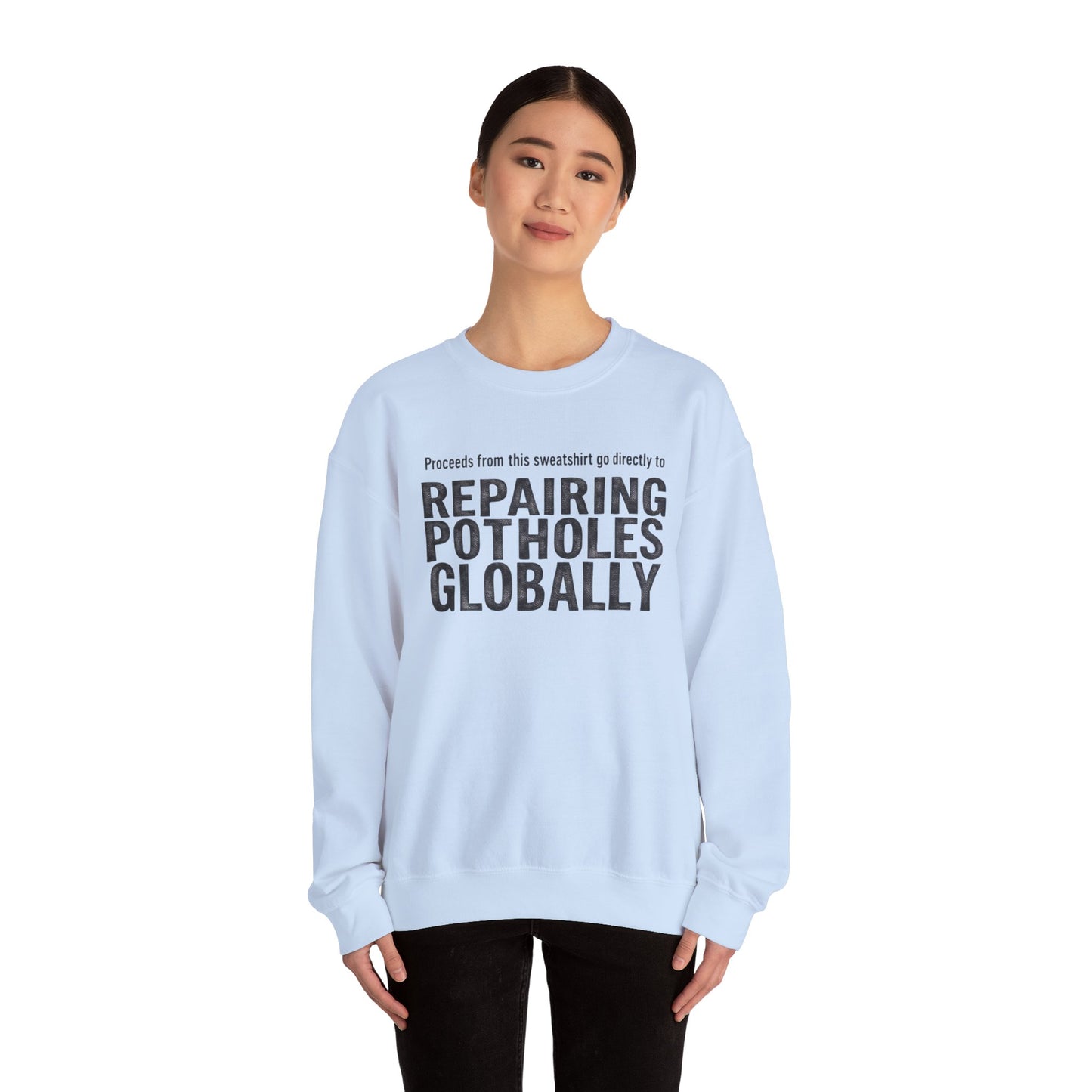 Eco-Friendly Crewneck Sweatshirt for Pothole Repair