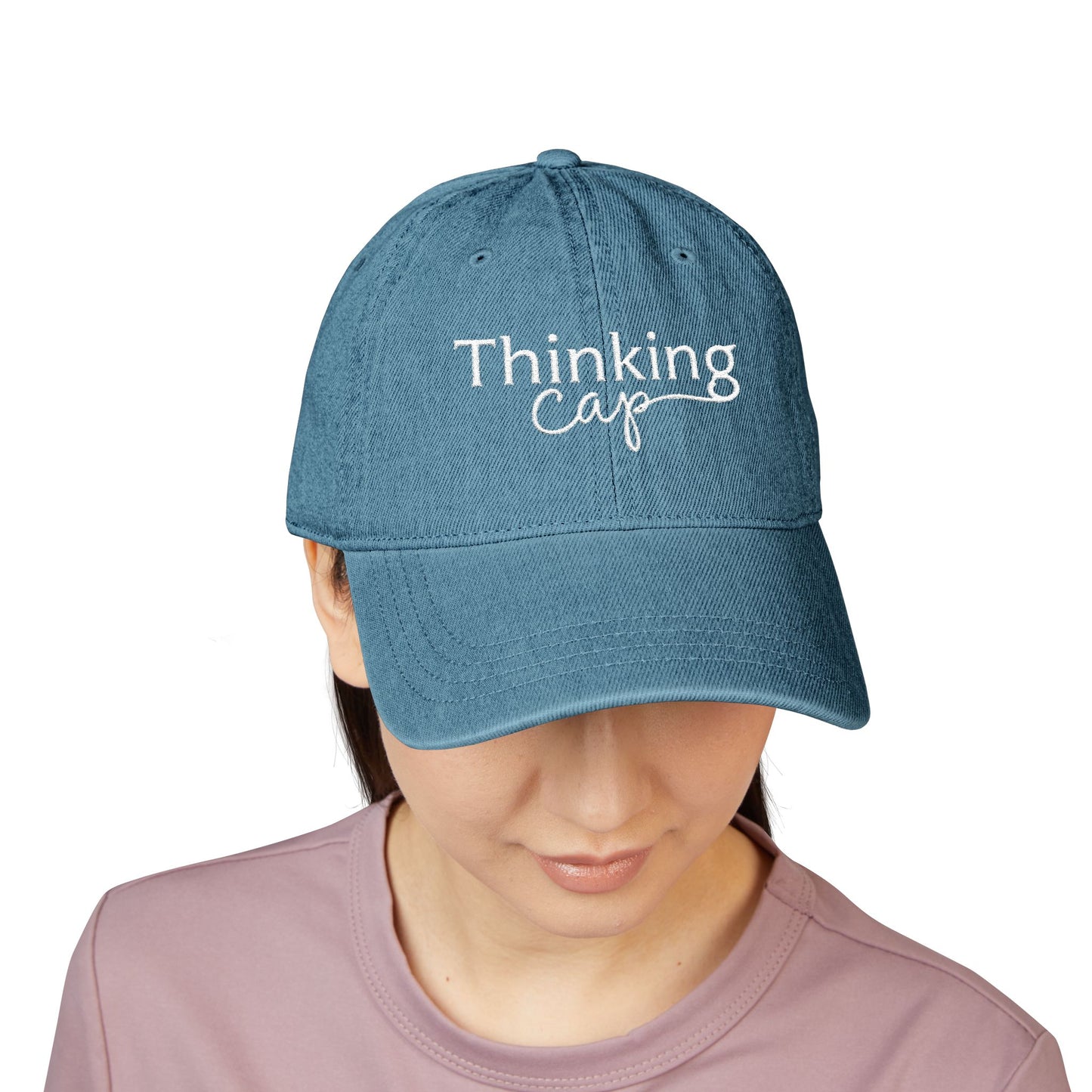 Embroidered Denim Thinking Cap
