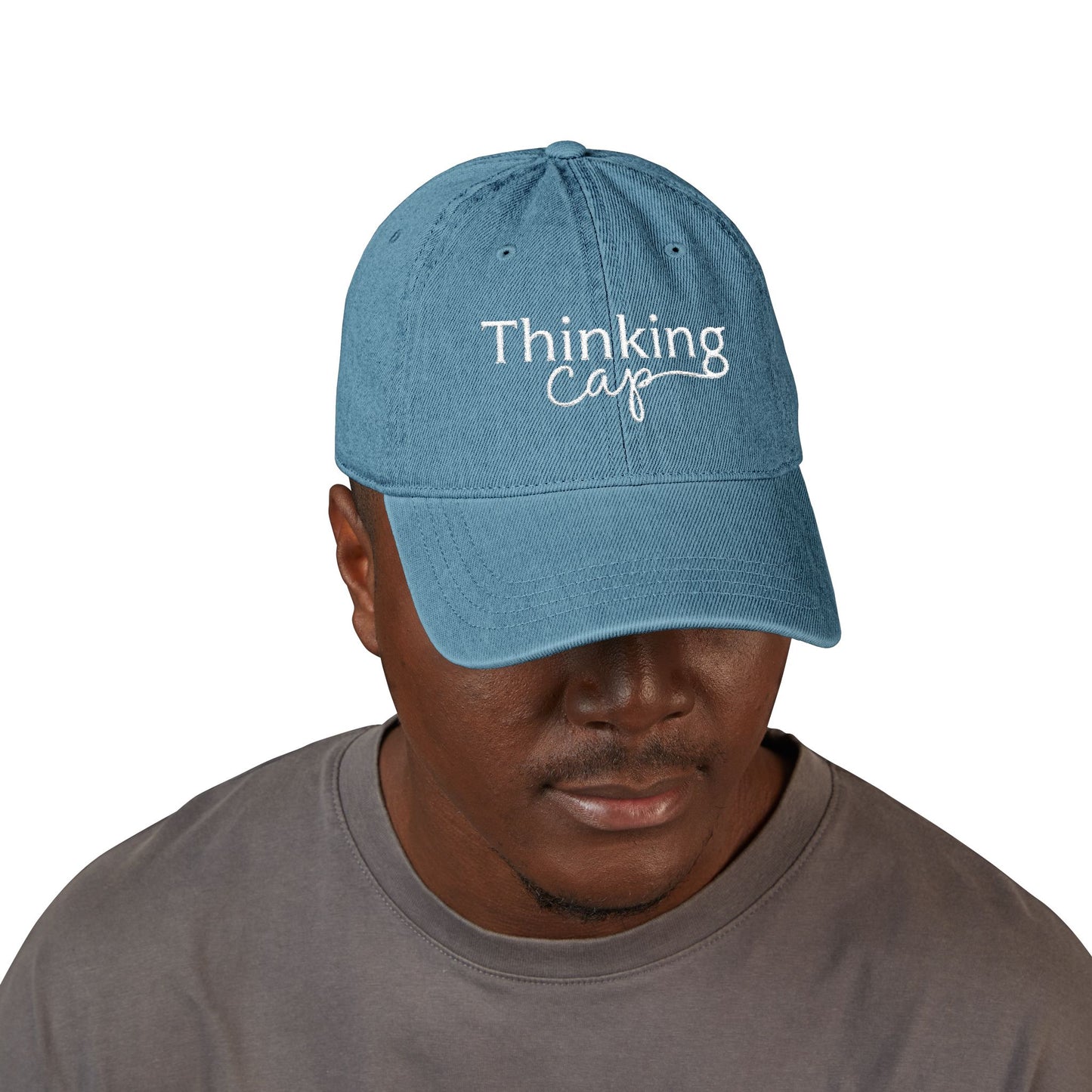 Embroidered Denim Thinking Cap