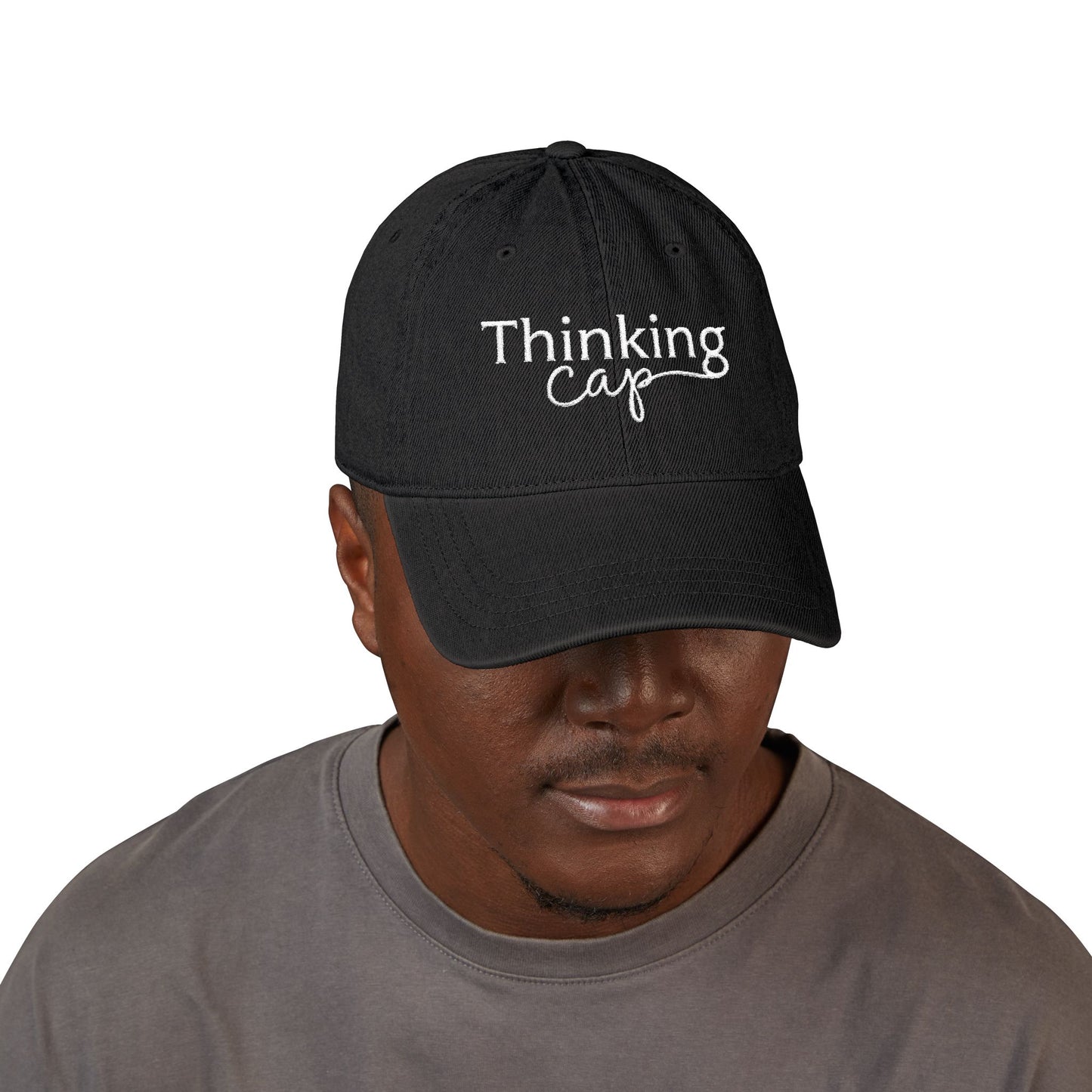 Embroidered Denim Thinking Cap