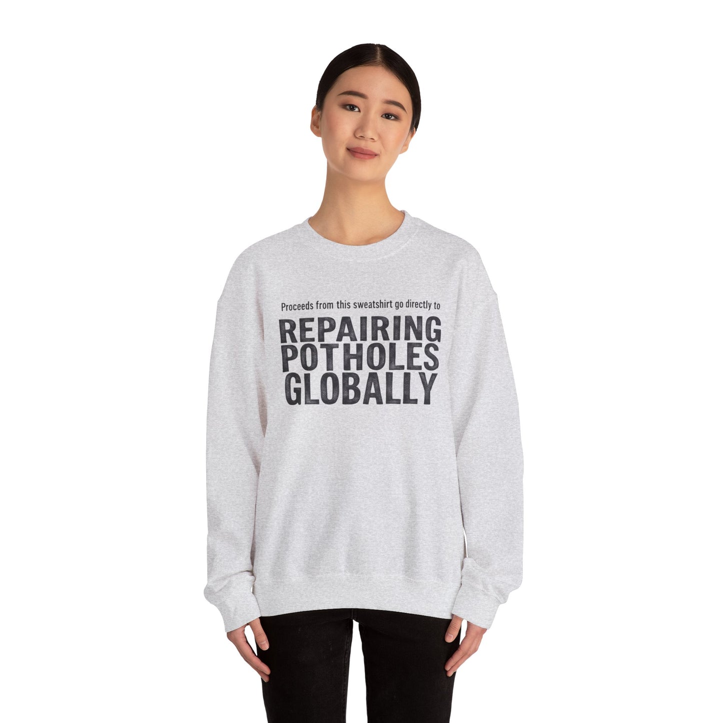Eco-Friendly Crewneck Sweatshirt for Pothole Repair