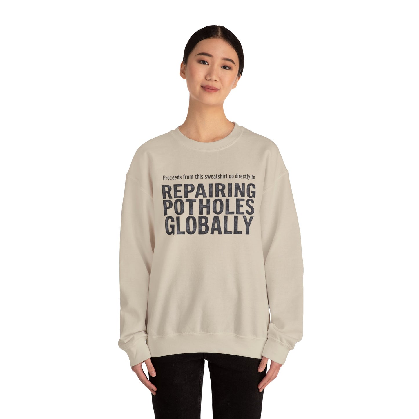 Eco-Friendly Crewneck Sweatshirt for Pothole Repair
